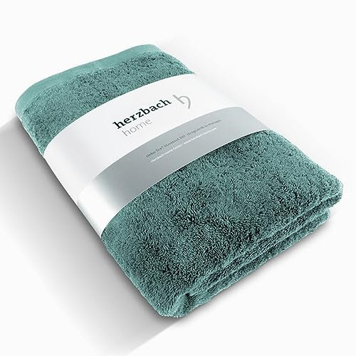 herzbach home Toalla de Lujo para Sauna 80 x 200 cm (Verde océano) - Grande, Suave & Toalla de Sauna Absorbente - 100% algodón Natural