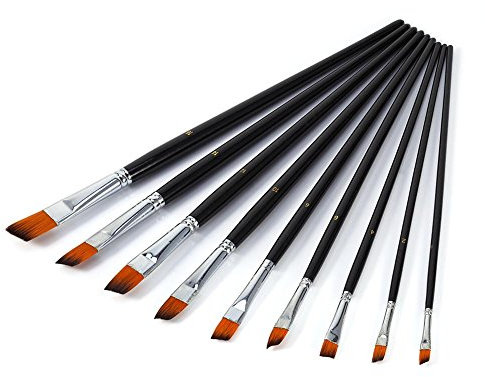 9 Stück Feine Detail Pinsel Set, Nylon Flachpinsel, Malen Pinsel Set Künstler Pinsel Flach Borstenpinsel, Größe # 0, # 2, # 4, # 6, # 8, # 10, # 12, # 14, # 16
