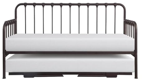 Lexicon Constance 78.5 W Contemporary Metal Frame Daybed with Lift-Up Trundle, Folding Legs & Casters in Dark Bronze Finish