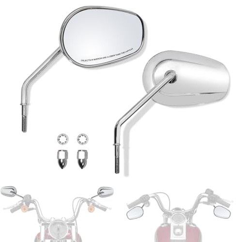 LTMOTO Specchietti retrovisori cromati filettati per moto Harley Davidson Road King FLHT FLHR FLHTC Classic, adatti alla maggior parte delle moto Harley Davidson filettate da 8 mm