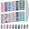 Kalolary 12 Stücke Farbverlauf Marmor Nagellack Aufkleber Selbstklebende Voll Nagel Wickeln Einfarbige Abziehbilder Verpackungen mit Nagelfeile
