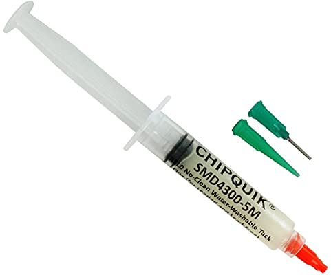 Chip Quik SMD4300-5M REL0 No-Clean Water Lavabile Tack Flux in 5cc/5g Luer Lock Siringa manuale w/punte