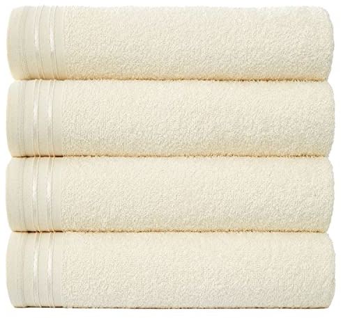 GC GAVENO CAVAILIA 500 GSM Extra Large Bath Sheets Set of 4, Cream | Quick Dry & Super Absorbent, Breathable Egyptian Cotton, Extra Large Soft Fluffy Bath Linen 75x135 cm