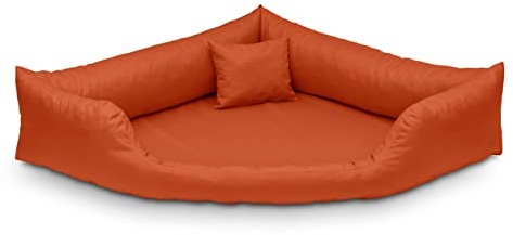 Juelle Orthopädische Hundebett Eckbett Hundebett mit Orthopädischer Matratze für Große Hunde Abnehmbarer Bezug, Waschbar, Dakota M-XXL (145x105 cm, Orange)