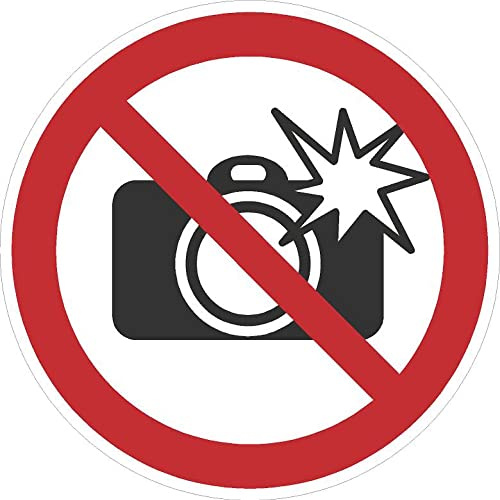 kleberio® Selbstklebende Aufkleber - Blitzlicht verboten - Piktogramm, Schutz von Bildern & Ausstellungsstücken Sicherheits Aufkleber Hinweis Schild Betriebsgeheimnisse schützen 10 cm 5 Stück