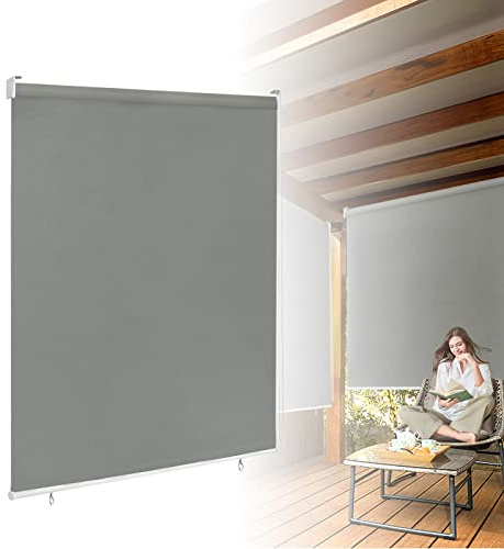 ACXIN Außenrollo Senkrechtmarkise Sonnenschutzrollo Verdunkelungsrollo Rollo Beschattung Sonnenschutz Balkonrollo UV Schutz (180 x 240 cm, Grau)