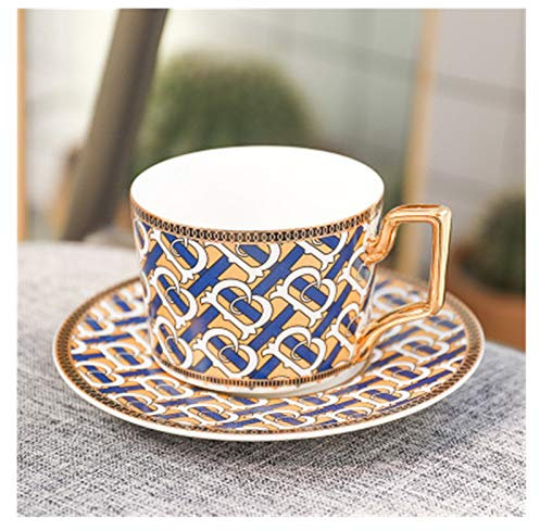 ZJCNHY Tasse de café Marocaine et Soucoupe en céramique Cappuccino après-midi Tasse de thé 250ml Service à Café 601 (Color : B Blue)