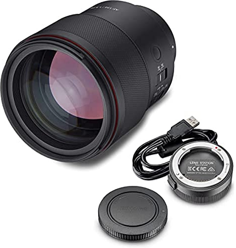 Samyang AF 135 mm F1,8 FE för Sony E Samyang Lens Station – autofokus i fullformat och APS-C teleobjektiv, ljus fast brännvidd för Sony-kamera med E-fäste + dockningsstation för systemuppdatering
