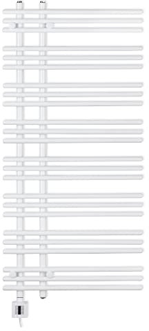 Eco Radiateur - Sèche-serviette électrique Radiateur salle de bain programmable – Porte serviette avec minuterie – Chauffage pour salle de bain - Fabriqué en Allemagne… (1300 h x 600 l, Blanc)