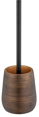 WENKO Set de accesorios para inodoro Palena, escobillero de poliresina de calidad, incl. escobilla con cabezal intercambiable para una limpieza higiénica, Ø 12,5 x 37 cm, bronce