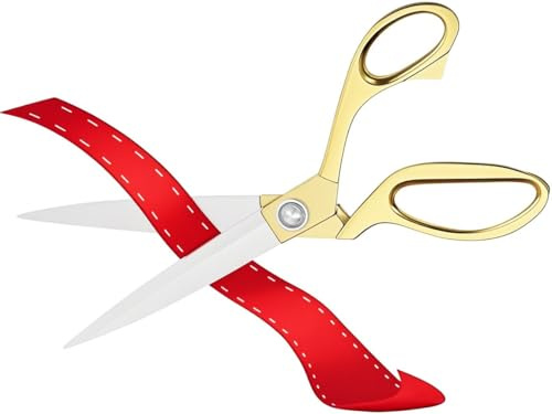 Bandschneideschere Schneiderschere Stoffschere 26.5cm für Ribbon Cutting Ceremony Goldschere zum Schneiden von Stoff,Kleidung,Textilien,Leder, Kunststoffkarton (nicht als Blumen- oder Gartenschere)