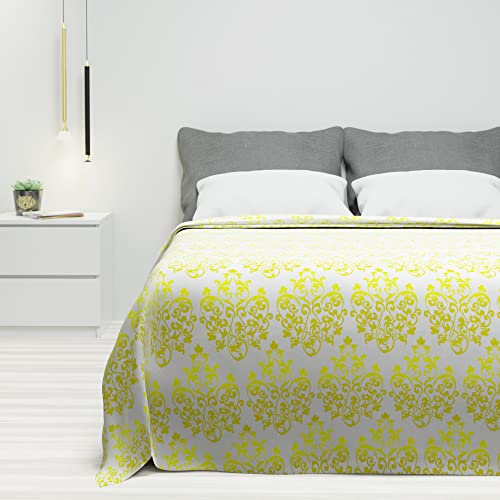 Byour3 - Colcha 100% Puro Algodón Estampada Cama 135 90 180 Verano Primavera Cubrecama Manta Sobrecama Decorativo Multiusos Cubra Todo Cubierta Lavable Suave Jacquard (Amarillo Damasco, Cama 90)