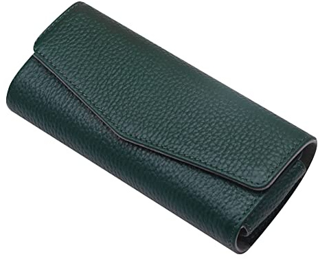 Brillenhalter für Auto Sonnenblende, Echtleder Sonnenbrillenhalter Auto Brillenhalterung mit Kartenkarten Clip Brillenhalter Universal Brillenetui Aufbewahrungsbox Organizer für Auto SUV LKW,Grün