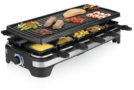 Princess Multifunctional Raclette XXL 162650 - Grill e raclette - termostato regolabile - superficie grill 49 x 21 cm - rivestimento antiaderente - 1500 watt - per un massimo di 10 persone