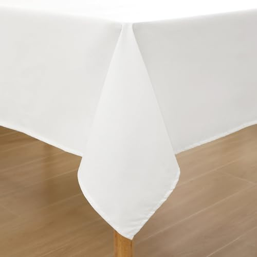 Homaxy Leinenoptik Tischdecke Abwaschbar Lotuseffekt Eckig 140 x 200 cm Tischtuch Leinendecke Wasserabweisend Tafeldecke Tischwäsche Fleckschutz, Weiß