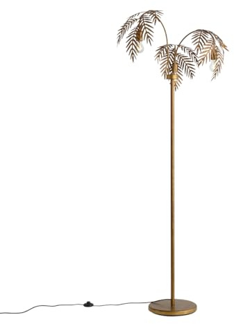 Qazqa botanica - Lampadaire - 3 lumière - H 193 cm - Doré/Laiton - Rustique - éclairage intérieur - Salon I Chambre