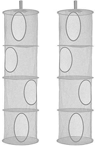 Hängeorganizer, 2 Stück Faltbare Stofftier Aufbewahrung mit 4 Fächern Hängeaufbewahrung Kinderzimmer Babybett Organizer für Spielzeug, Kleine Kleidung (Grau)