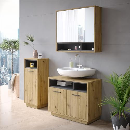 Vicco Midischrank Artisan-Eiche Beatrice 30x93x38 cm - Die Badezimmermöbel, Ideal für kleine Räume und schmale Nischen