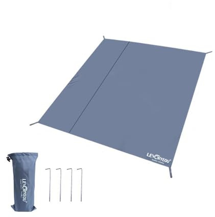 RUNGEASINI 10x10 FT Waterproof Tent Footprint - Heavy Duty 210D Oxford Ground Sheet for Camping, Picnic, Beach - Fits 6-Person Tents - Includes Stakes & Carry Bag - Durable, Non-Slip (300x300cm)