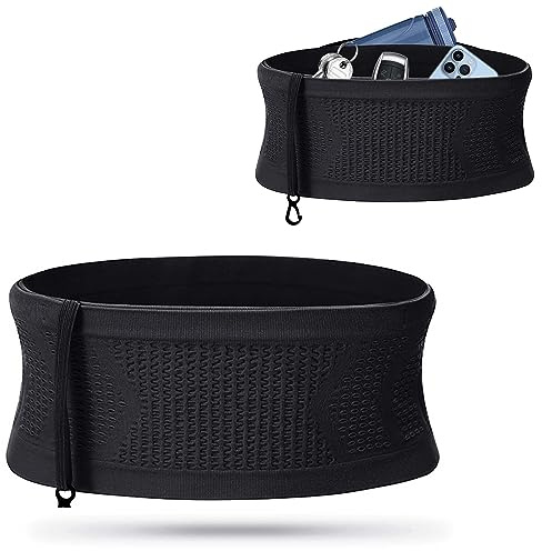 Cintura da Corsa Marsupio Sportivo Traspirante Lavorato a Maglia, Capiente Cintura da Corsa Porta, Unisex Build & Fitness Marsupio Running con portachiavi per Palestra, Esercizi, Camminate (L)