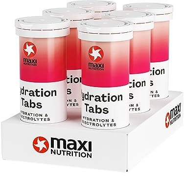 MaxiNutrition Hydration Tabs Strawberry Lemonade, 6er Pack Elektoyte-Tabletten für erfrischendes Fitnessgetränk, Regenerierung des Mineralhaushalts, zuckerfrei, vegan, ohne künstliche Aromen