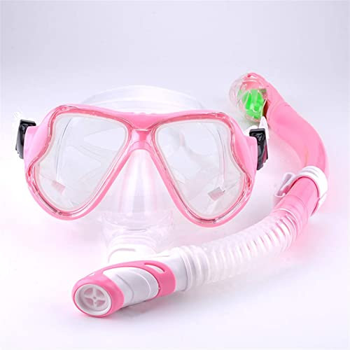 Tauchmasken Schnorchelmaske Schwimmbrille Schnorchelset Antibeschlag-Schwimmbrille Volltrockener Atemschlauch Tauchen Schnorcheln Schwimmausrüstung für Erwachsene (Pink)
