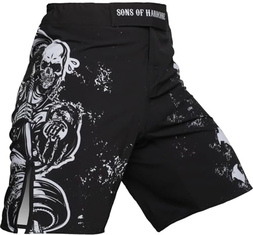 Hardcore Training Shorts de Combate Hombre MMA BJJ Grappling | Shorts Deportivos, Fitness, Muay Thai, Jiu Jitsu, Combate, Verano, Entrenamiento, Ropa Deportiva, Sparring