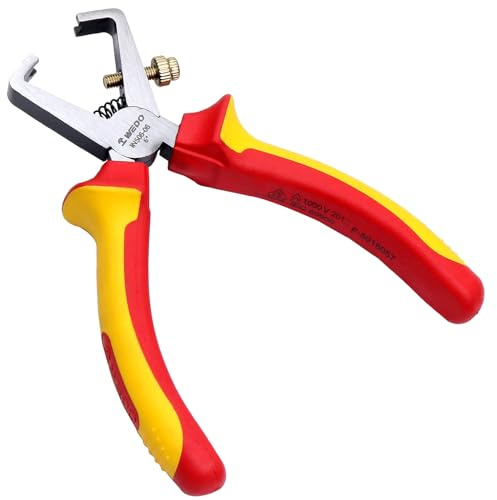WEDO Insulated Wire Stripping Pliers 150mm(6), VDE 1000V Injection Pliers with Anti-Slip Handles, Precision Electrical Tool for Safe Cable Stripping, Jaw Hardness HRC58-63, Die-Forged