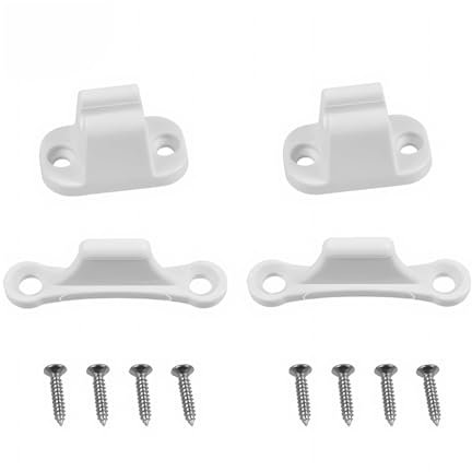 JNNJ 2 Pieces Door Retainer Kit, Caravan Door Holder, Plastic Motorhome Door Safety Catch, Motorhome Doors Retainer with Screws and Installation Tools, T Shape Doors Stop Retaining Catch(White)