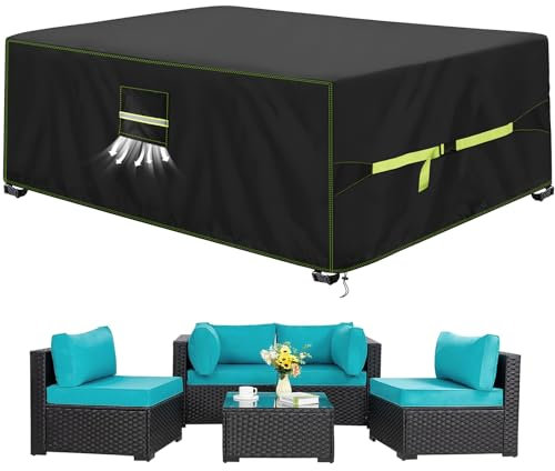 VDISRR Funda Mesa Exterior Impermeable 200x160x70cm, Tela Oxford 420D Funda Protectora Muebles de Jardin Cubre Mesa y Sillas Exterior con Salida de Aire Anti-UV, Antivento, Antipolvo