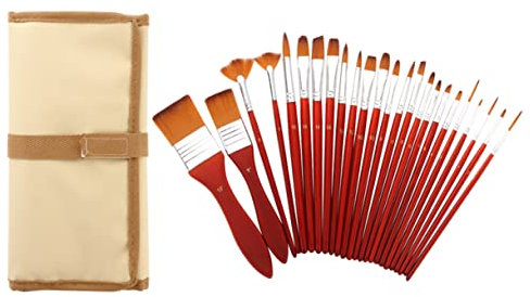 LALAFINA 24-teiliges Aquarell-/ölpinsel-Set – Malpinsel Für Kinder Und Erwachsene – Holzhalter – Doppelseitiger Nylonpinsel – Ideal Für Aquarell- Und Ölmalerei