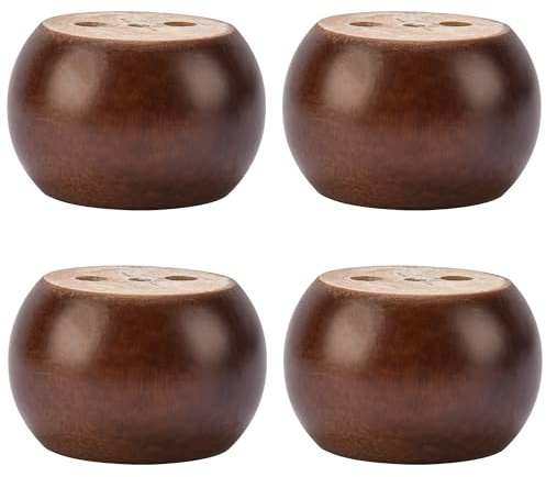 TCHOSUZ Lot de 4 pieds de meubles en bois de noyer massif tourné de 5 cm avec boulons de suspension M8 et écrous en T ou rehausseurs pour canapé, armoire, ottomane inclinable