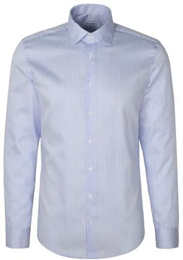 Seidensticker Camicia da Uomo Business – Slim Fit – Facile da Stirare – Colletto Kent – Manica Extra Lunga – 100% Cotone, Blu, 38