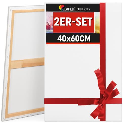 Zenacolor Leinwand Zum Bemalen 40x60 - Set aus 2 Canvas - Geeignet für alle Arten von Farben auf Leinwänden
