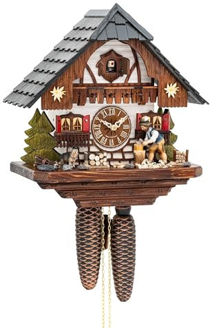 Hekas Kuckucksuhr Schwarzwaldhaus mit beweglichem Holzhacker