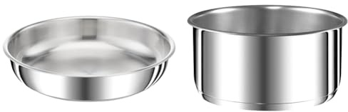 TEFAL Ingenio Poêle 24 cm, Induction, Acier inoxydable haute qualité, Empilable & Ingenio Preference Casserole 22 cm, Empilable, Acier inoxydable, Induction, Polyvalence, Gain de place L8981604