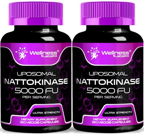 Nattokinase Supplement Capsules 5000 FU, Third-Party Tested Nattokinase – Enzymes from Japanese Natto – Daily Wellness Support – 120 Count (Pack of 2)