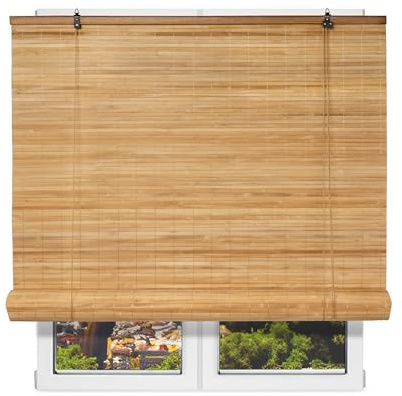 BESCH Persiana Estor Enrollable de Bambú Natural 100x180cm - Protección Solar y Privacidad para Ventana
