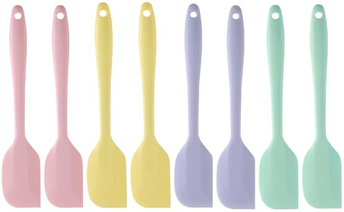 Desuibao Lot de 8 Mini Spatules en Silicone de 21 cm, Petites Spatules en Caoutchouc Résistantes à la Chaleur, Spatules en Silicone Flexibles pour Mélanger, Pâtisserie, Poêles Antiadhésives