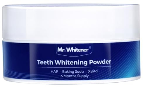 Teeth Whitening Powder for Tooth Whitening - Dentist-Approved & Enamel-Safe, Tea, Coffee, Wine, Smoking and Yellow Tooth Stain Remover, Fresh Mint Baking Soda Toothpaste Powder, (30g) 6 Months Supply