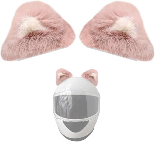 MEYINGOU Helm-Verzierungen Ohren Helmzubehör 1 Paar Plüsch-Katzenohren for Helm, Cartoon-Helmzubehör, Helmohren, Helmhörner for Fahrrad, Motorrad, Skihelm(Pink)