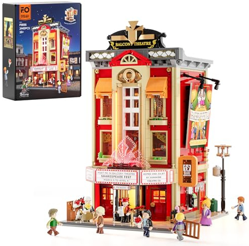 FUNWHOLE Balkon-Theater Beleuchtung Klemmbausteine Haus – mit Szene aus einem Klassischen Shakespeare-Stück, 2445 Pcs, Sammler-Set&Kreatives Stadt-Haus-Modell für Erwachsene & Jugendliche,F9056