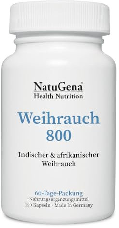 NatuGena Weihrauch 800 afrikanischer Weihrauch-Extrakt, indischer Weihrauch-Extrakt, zwei hochwertigen Boswellia-Extrakten, 120 Kapseln (2 Monats Packung)