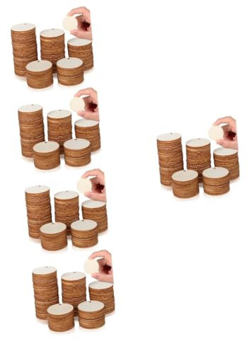 Lurrose 500stücke Natürliche Holzscheiben Für -handwerke Runde Holzanhänger Basteln Kreative Dekoration Für Weihnachten Hochzeiten Und Festlichkeiten