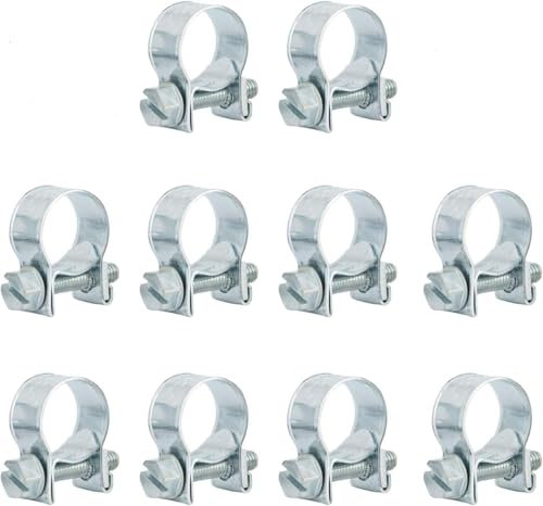 QINALO 10-Pack 18-20mm Mini Hose Clamps, Galvanized Hose Clamps, (Pipe Clamp Diameter 23/32 - 25/32), Suitable for Fuel Injection Systems, Hydraulic Lines, Cars, Radiators, Gardens, etc.