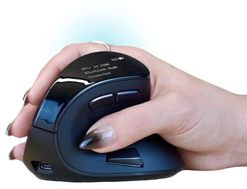 Ergodriven Om Vertical Ergonomic Mouse | Wireless: Bluetooth & 2.4G | Rechargeable, Optical, 4 DPI Levels, 5 Custom Buttons | for PC, Mac, Laptop, Computer | Silent Click | Copy/Paste Function