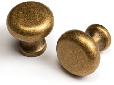 BEILEIOU Antik mässing skåpknoppar klassisk vintage retro låda knoppar kök skåp skåp bar låda knoppar hårdvara handtag zinklegering (5, antik mässing, knopp)