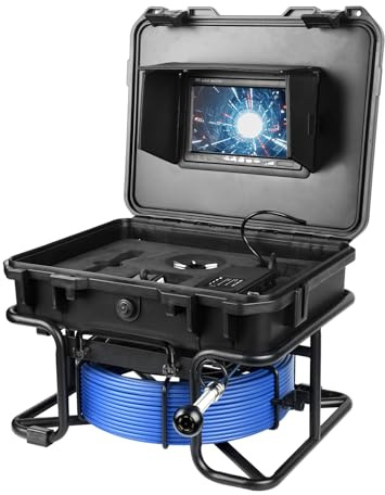 KAOLALI Rohrkamera 30M mit Licht, 7 Kanalisationskamera mit DVR-Recorder | IP68 Wasserdichtes Endoskop Inspektionskamera, Kanalkamera mit 6 LED-Lichtern für Klempner, 1080P-Farbmonitor, 32GB TF-Karte