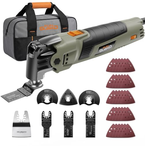 Funguard Utensile Multifunzione Oscillante 400W, 6 Velocità,38 Accessori | Strumento Oscillante Kit, 15000-22000RPM,4.5° Angolo di Oscillazione, Per Raschiatura,Taglio,Lucidatura