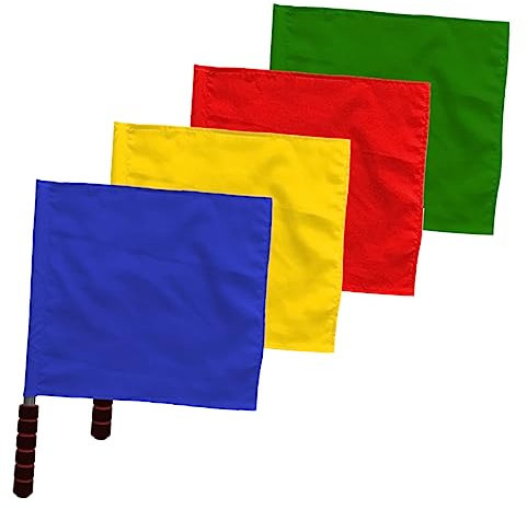 Toyvian Signalflaggen Schiedsrichter Flaggen 4 Stück Mit Edelstahlgriff Rot Gelb Blau Grün Handfahnen Für Wettkampf Und Rennsportveranstaltungen